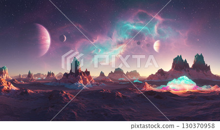 night landscape with starry sky and clouds 130370958