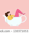 Woman Relaxing in a Teapot 130371053