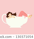 Woman Relaxing in a Teapot 130371054