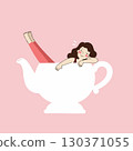 Woman Relaxing in a Teapot 130371055