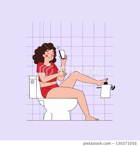 Woman sitting on toilet with thumbs up Woman sitting on toilet with thumbs up 130371058