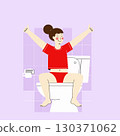 Woman sitting on toilet with thumbs up 130371062