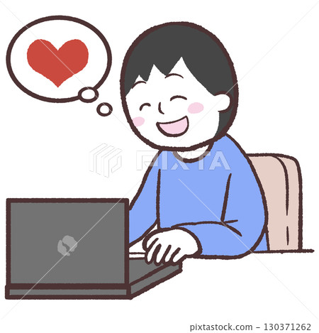 A man doing what he likes on a computer 130371262