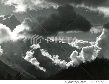 mountain landscape with fog 130371535