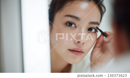 Woman with natural eye makeup Woman with natural eye makeup 130371623