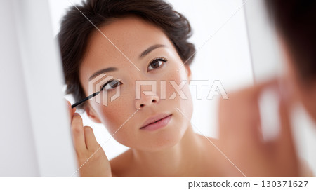 Woman with natural eye makeup Woman with natural eye makeup 130371627