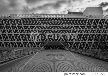 A modern architectural facade with beautiful geometric patterns A modern architectural facade with beautiful geometric patterns 130371722