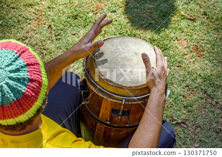 Rustic wooden drum called atabaque Rustic wooden drum called atabaque 130371750