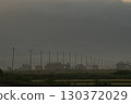 Telephone poles in the morning mist 130372029