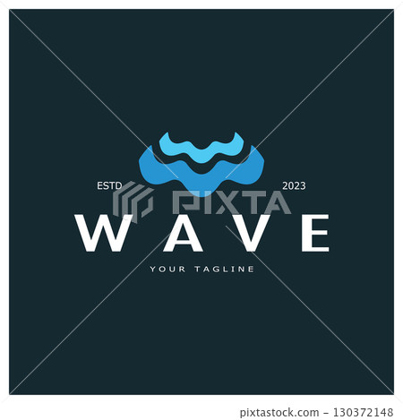 Water wave icon vector 130372148