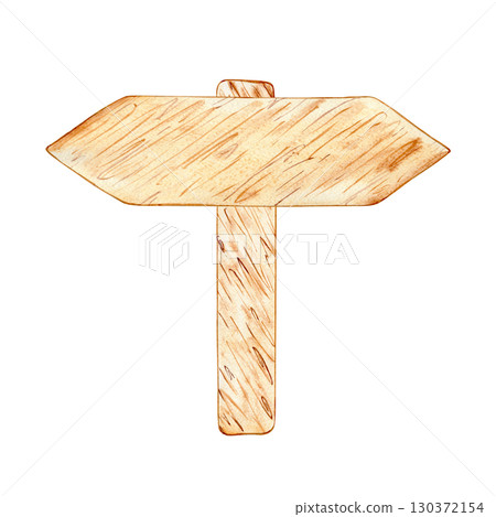 Watercolor wooden signboard, shield, banner for text. Brown hand drawn direction sign. Signs, designations for messages helping to find the way. Illustration with space for text. Watercolor wooden signboard, shield, banner for text. Brown hand drawn direction sign. Signs, designations for messages helping to find the way. Illustration with space for text. 130372154