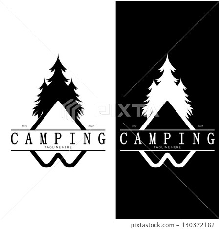 vintage and retro tent logo, camping. With tent, tree and bonfire sign. adventurers, scouts, climbers, camping equipment center vintage and retro tent logo, camping. With tent, tree and bonfire sign. adventurers, scouts, climbers, camping equipment center 130372182