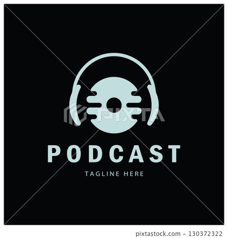 podcast logo with microphone and earphone audio, radio waves. for studio, talk show, chat, information sharing, interview, multimedia and web. podcast logo with microphone and earphone audio, radio waves. for studio, talk show, chat, information sharing, interview, multimedia and web. 130372322