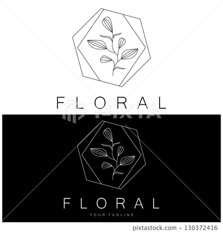 Elegant floral and leaf frame. Delicate botanical vector illustration for labels, spas, corporate identity, and wedding invitations 130372416