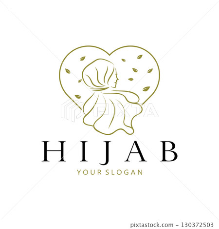 muslimah hijab logo template vector illustration design-vector 130372503