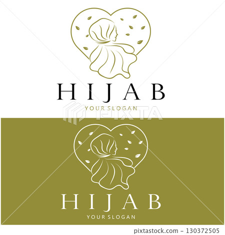 muslimah hijab logo template vector illustration design-vector 130372505