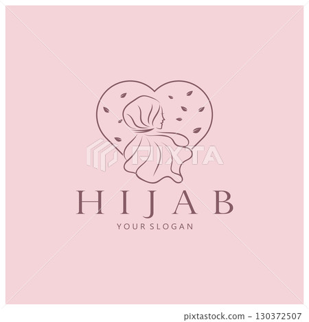 muslimah hijab logo template vector illustration design-vector 130372507