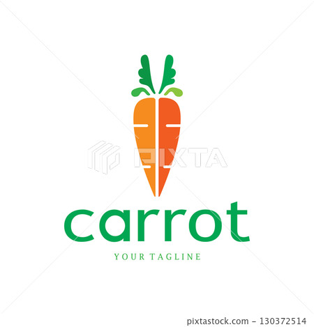 Carrot Illustration Creative Design Carrot Agricultural Product Logo Icon, Carrot Processing,vegan food, Farmers Market,Vector 130372514
