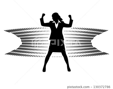 Silhouette of a lively businesswoman (expression of pose and energy) 130372786