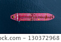 Aerial view crude oil tanker ship at sea, Red crude oil tanker ship top view, Logistic and maritime transpoprtation of petroleum, Modern offshore terminal  loading tanker ship. 130372968