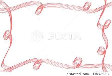 Hand drawn curled red ribbon frame 130373007