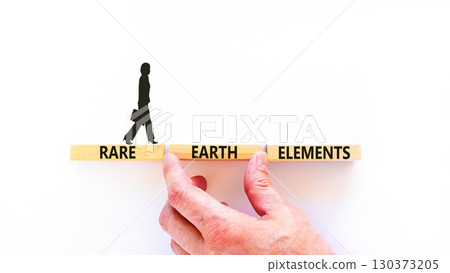 Rare earth elements symbol. Concept words Rare earth elements on beautiful wooden block. Businesswoman's icon. Beautiful white background. Business and rare earth elements concept. Copy space. Rare earth elements symbol. Concept words Rare earth elements on beautiful wooden block. Businesswoman's icon. Beautiful white background. Business and rare earth elements concept. Copy space. 130373205