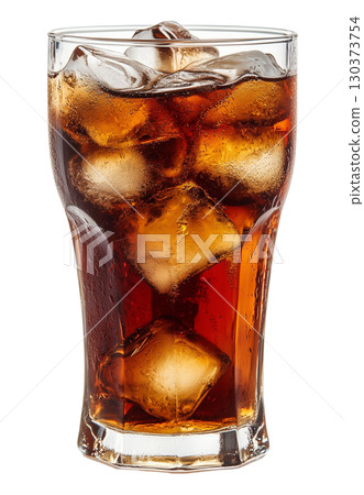 Cola with ice isolated on white background transparent PNG clipart. 130373754