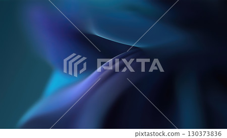 This abstract piece has a deep blue background and smooth shapes, evoking a calming visual effect. 130373836