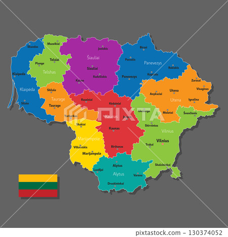 Vector map of Lithuania 130374052