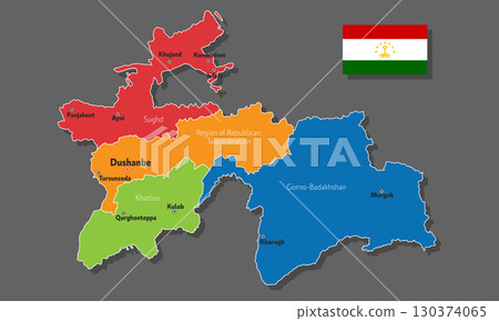 Vector map of Tajikistan 130374065