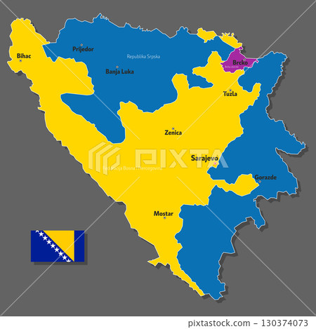 Vector map of Bosnia and Herzegovina 130374073