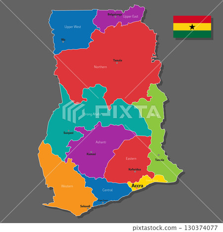 Vector map of Ghana 130374077
