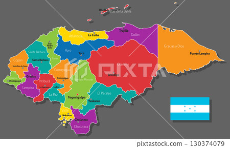 Vector map of Honduras 130374079