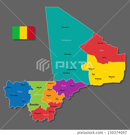 Vector map of Mali Vector map of Mali 130374087