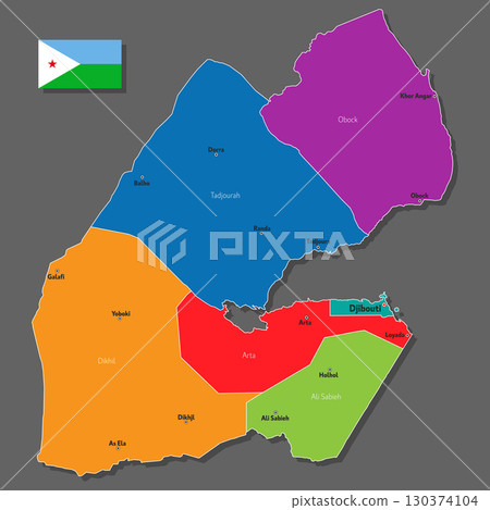 Vector map of Djibouti 130374104