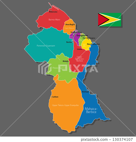 Vector map of Guyana 130374107