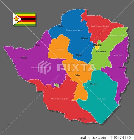 Vector map of Zimbabwe 130374130