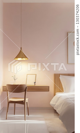 Cozy bedroom, modern light decor Cozy bedroom, modern light decor 130374206