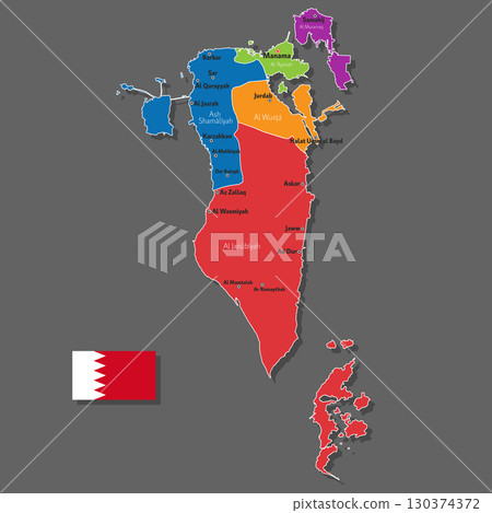 Vector map of Bahrain 130374372