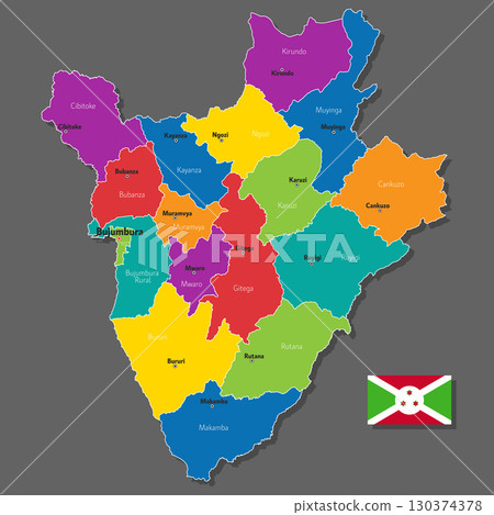 Vector map of Burundi 130374378