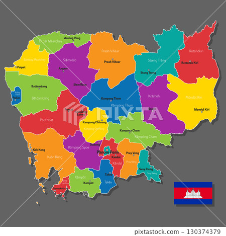 Vector map of Cambodia 130374379