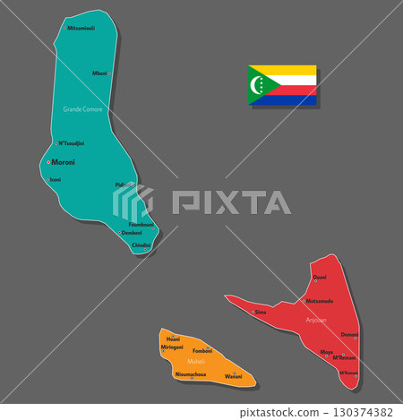 Vector map of Comoros 130374382