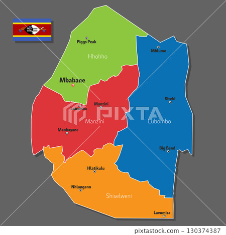 Vector map of Esvatini 130374387