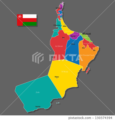 Vector map of Oman 130374394