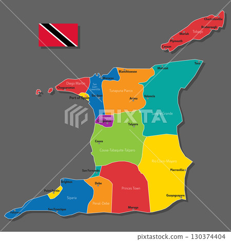 Vector map of Trinidad and Tobago Vector map of Trinidad and Tobago 130374404
