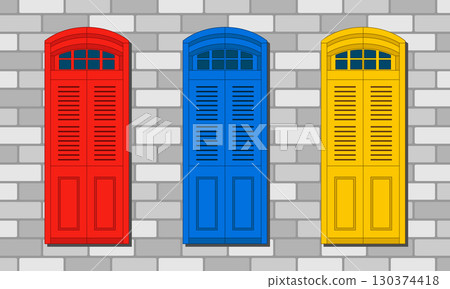 Set of colorful vector doors Set of colorful vector doors 130374418