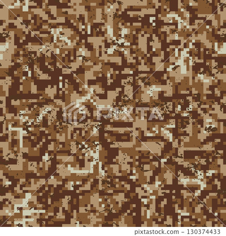 Seamless pattern brown digital pixel camouflage grunge Seamless pattern brown digital pixel camouflage grunge 130374433