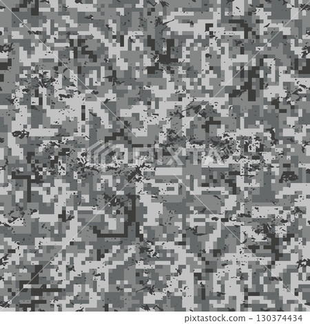 Seamless pattern gray digital pixel camouflage grunge Seamless pattern gray digital pixel camouflage grunge 130374434