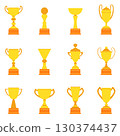 Set of gold sports cups 130374437