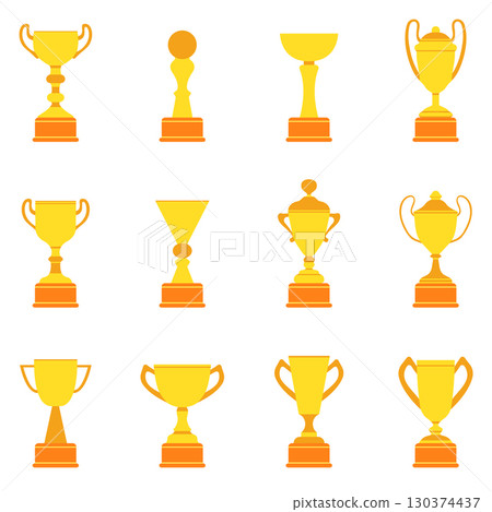 Set of gold sports cups Set of gold sports cups 130374437